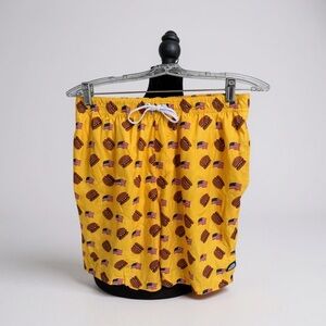 Brooklyn Brklyn Cloth Mens Swim Trunk American Flag Hamburger  Patriotic- M